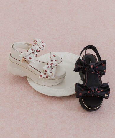 【Cherry&Strawberry】チェリープリントリボンスポーツサンダル
